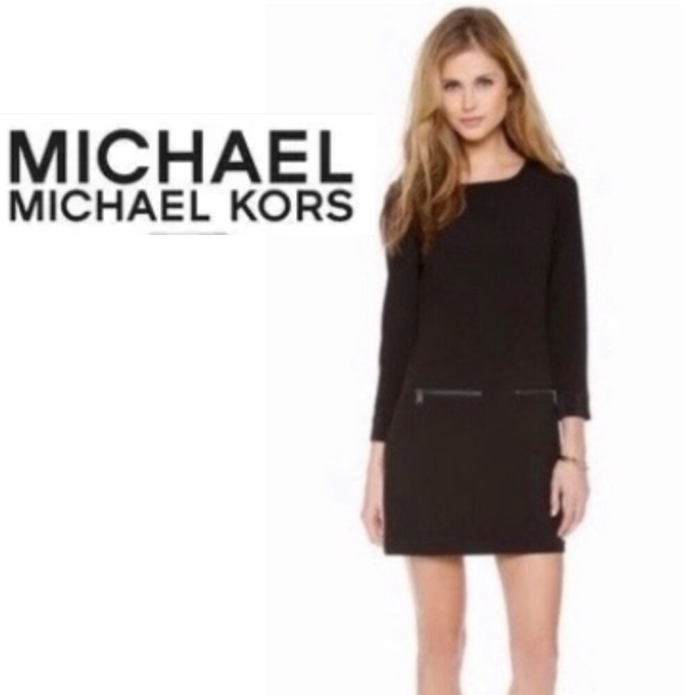 Michael Michael Kors Black Sweater Metallic Dress with Pockets (Size XL)